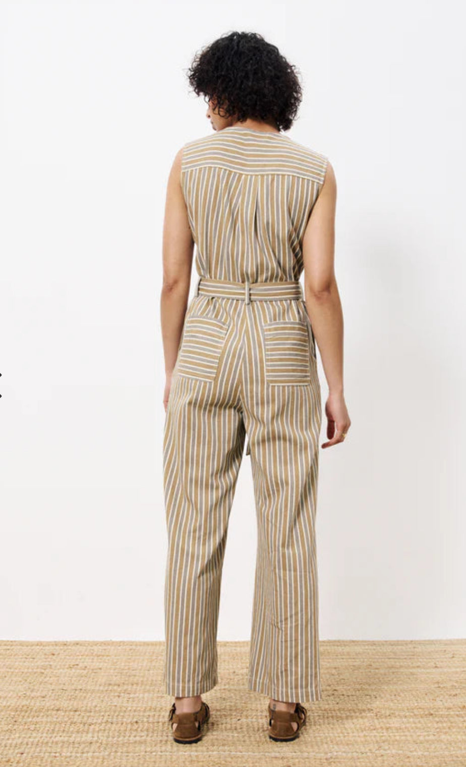 FRNCH “Norina” Striped Jumpsuit-Tan