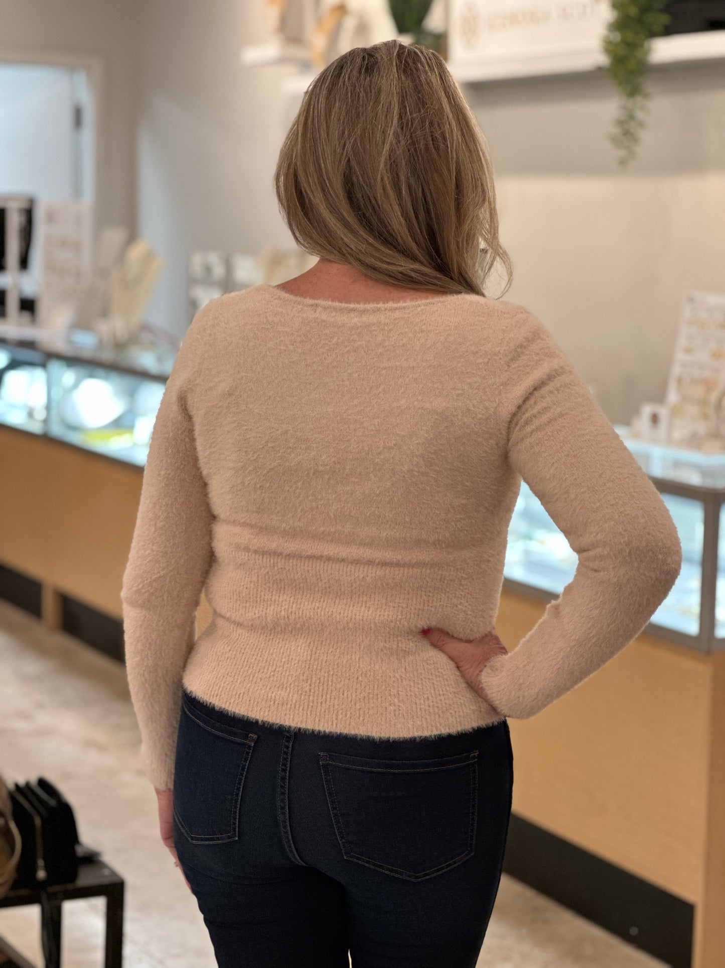 KLD Lucille Square Neck Sweater-Blush