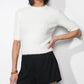 Greylin  "Odette" Fuzzy Elbow Sleeve Knit Top-Ivory