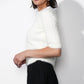 Greylin  "Odette" Fuzzy Elbow Sleeve Knit Top-Ivory