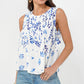 Greylin “Kalis” Pintucked Swing Top-Cobalt/White