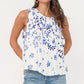Greylin “Kalis” Pintucked Swing Top-Cobalt/White