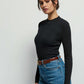 Nation LTD "Gina" Slim Mock Neck-Jet Black