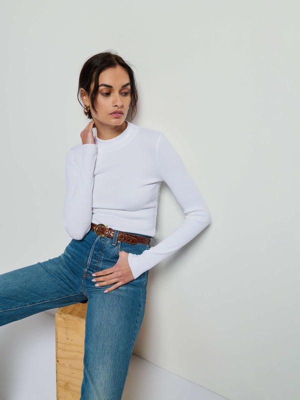 Nation LTD "Gina" Slim Mock Neck-White