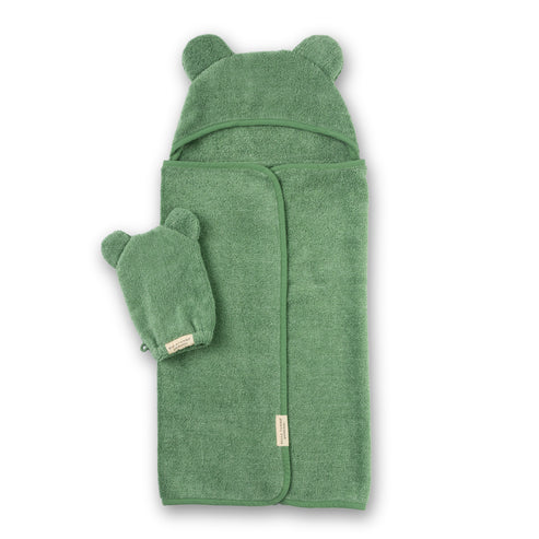 Bella Tunno Hooded Towel + Wash Mitt Set - Sea Foam