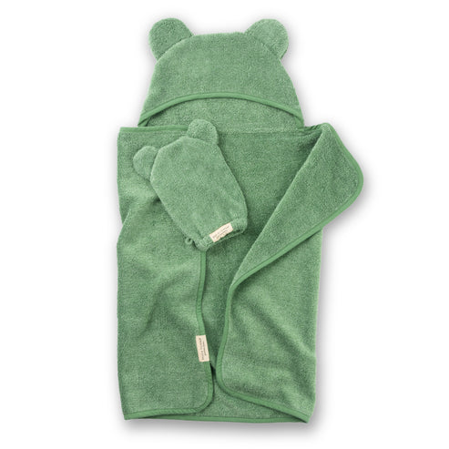 Bella Tunno Hooded Towel + Wash Mitt Set - Sea Foam