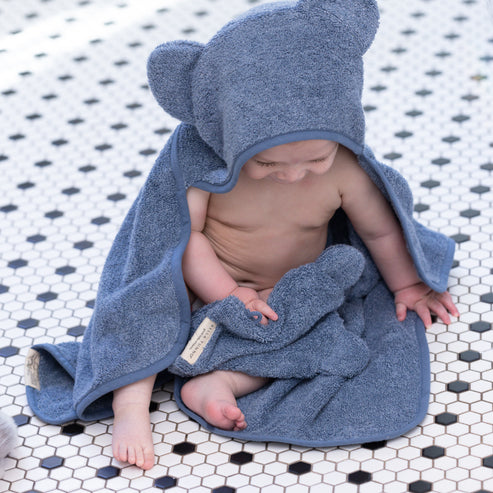 Bella Tunno Hooded Towel + Wash Mitt Set - Rain