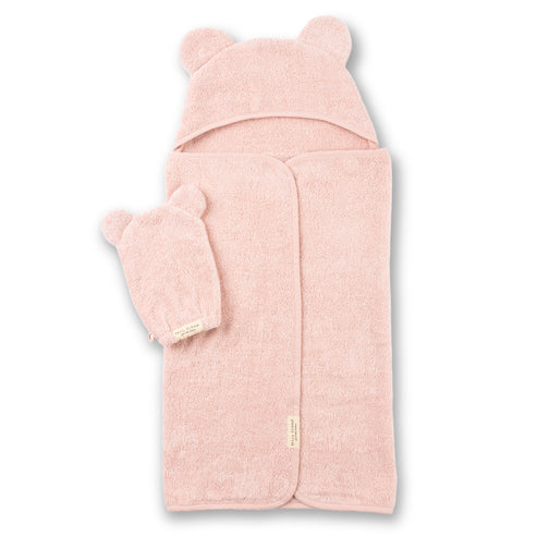 Bella Tunno Hooded Towel + Wash Mitt Set - Blush