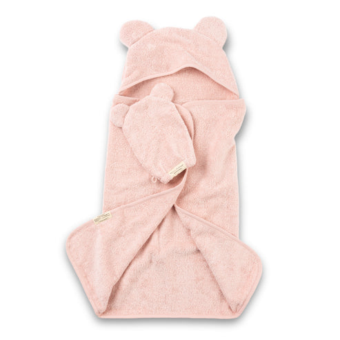 Bella Tunno Hooded Towel + Wash Mitt Set - Blush