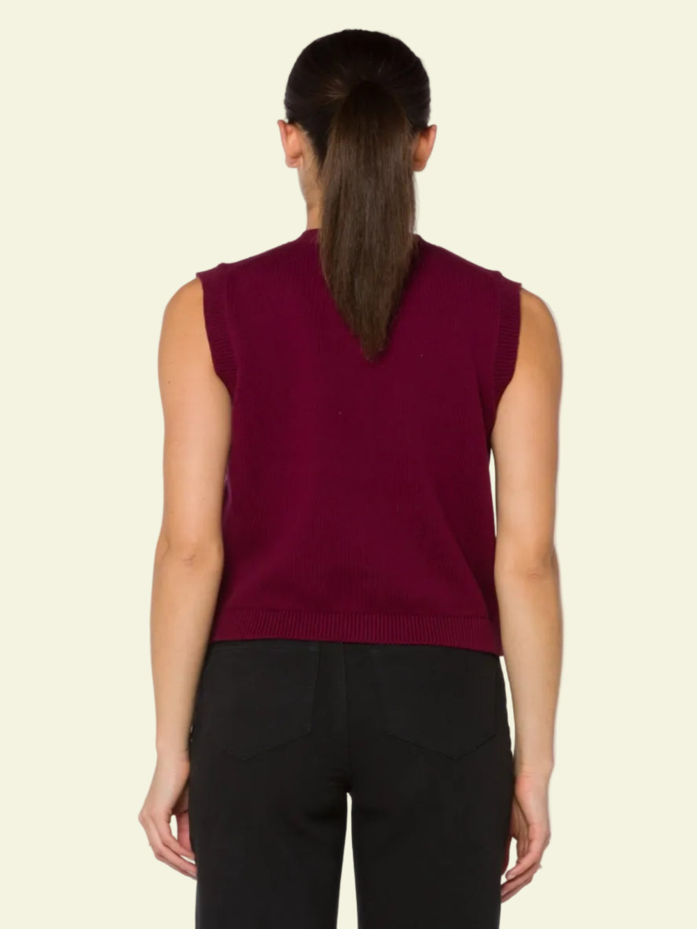 Velvet Heart “Gretchen” Sleeveless Sweater- Dark Cherry