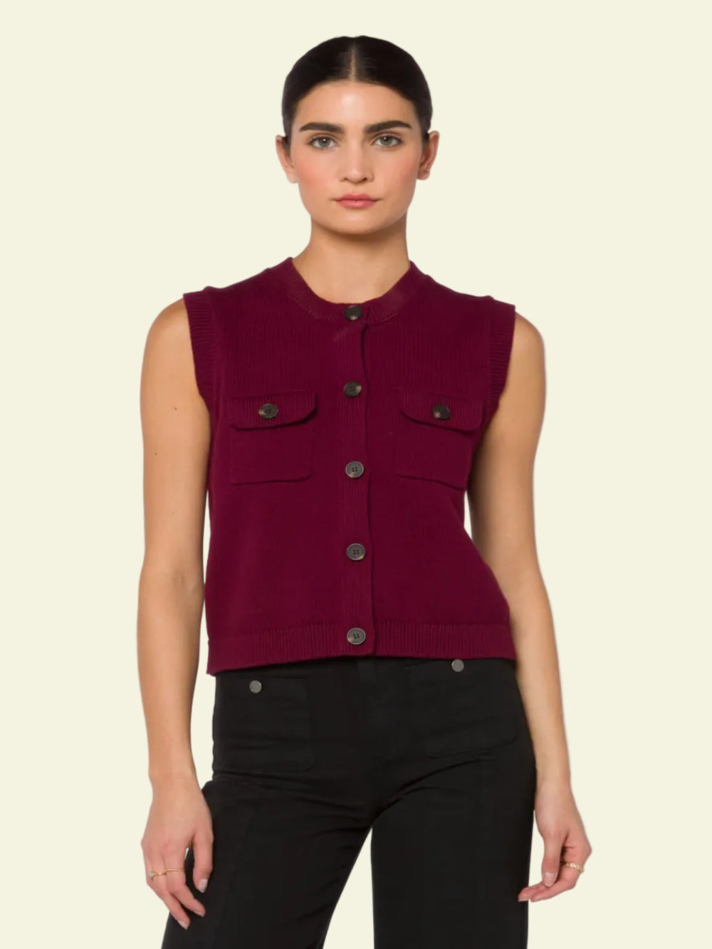 Velvet Heart “Gretchen” Sleeveless Sweater- Dark Cherry