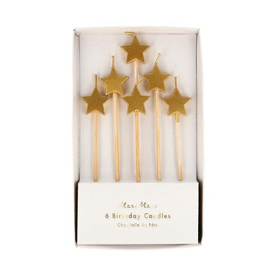 Meri Meri Gold Star Candles- Set of 6
