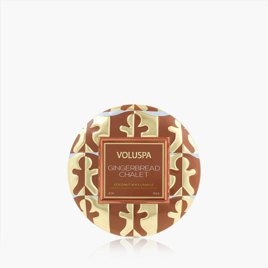 Voluspa Mini Tin Candle- Gingerbread Chalet
