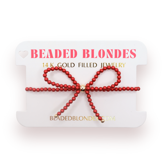 Beaded Blondes "Red Bow" Bracelet-Standard 6.75"