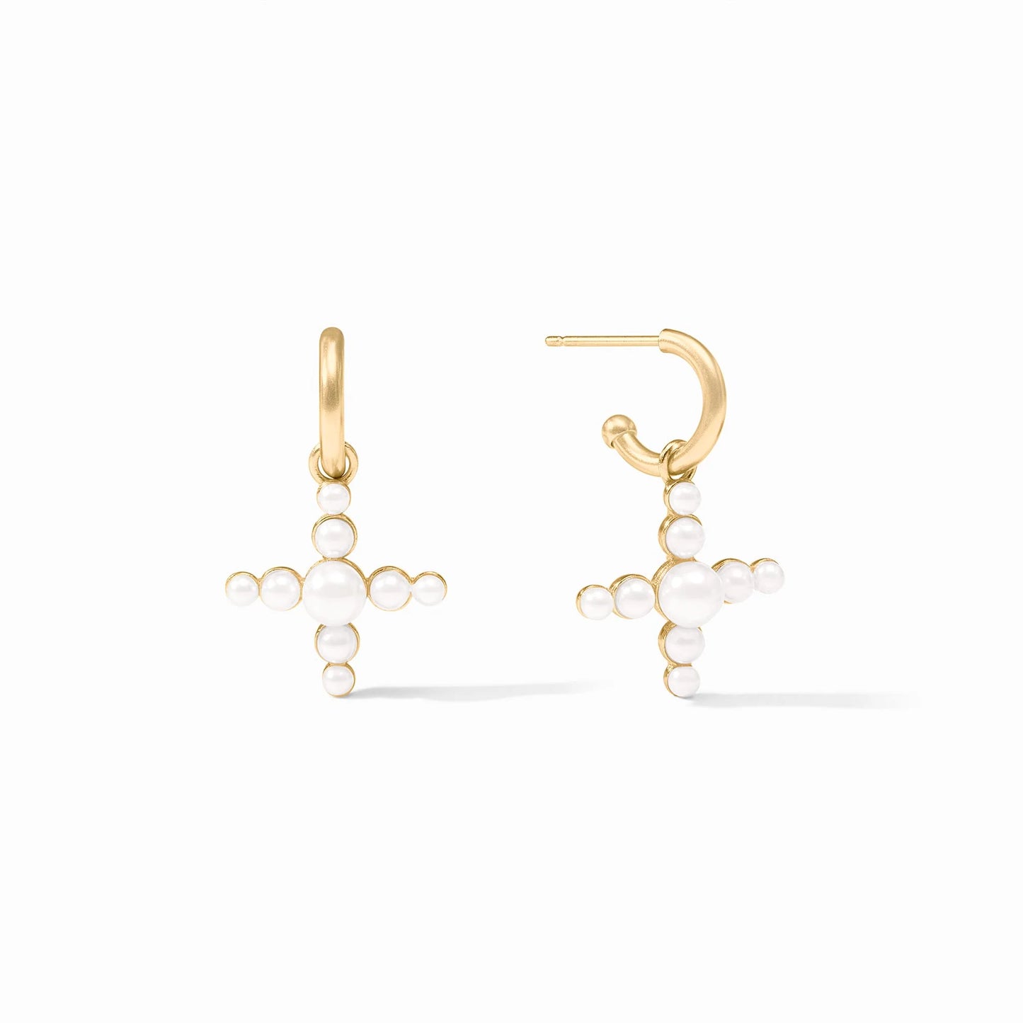 Julie Vos "Gumdrop Cross Hoop & Charm Earring"- Pearl