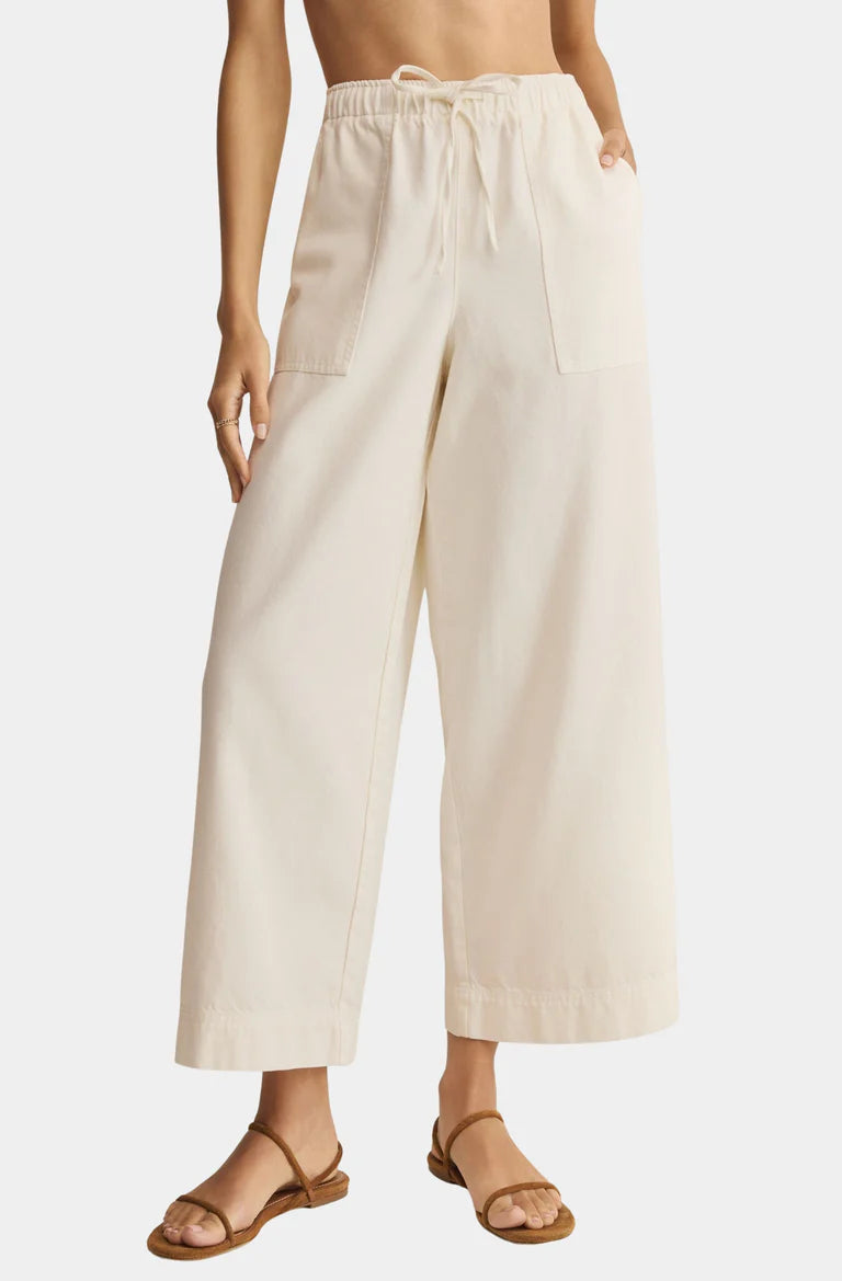 Z Supply Daycation Twill Wide Leg Utility Pant - Cloud