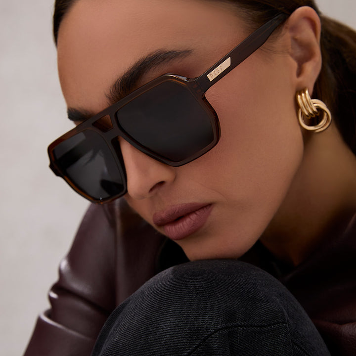 DIFF Eyewear "Cameron"  Whiskey + Grey Gradient Polarized Sunglasses