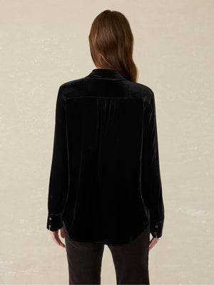 Faherty Stretch Silk Velvet Genevieve Shirt-Black