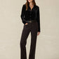 Faherty Stretch Silk Velvet Genevieve Shirt-Black