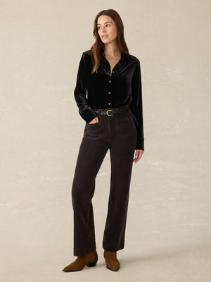 Faherty Stretch Silk Velvet Genevieve Shirt-Black