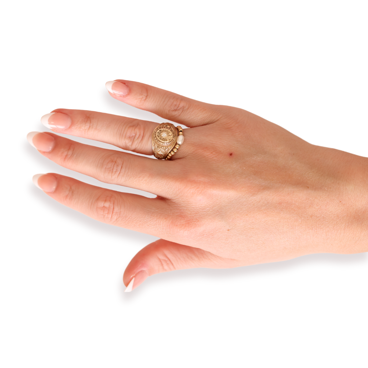 Beaded Blondes "Haley Pearl" Ring-Gold