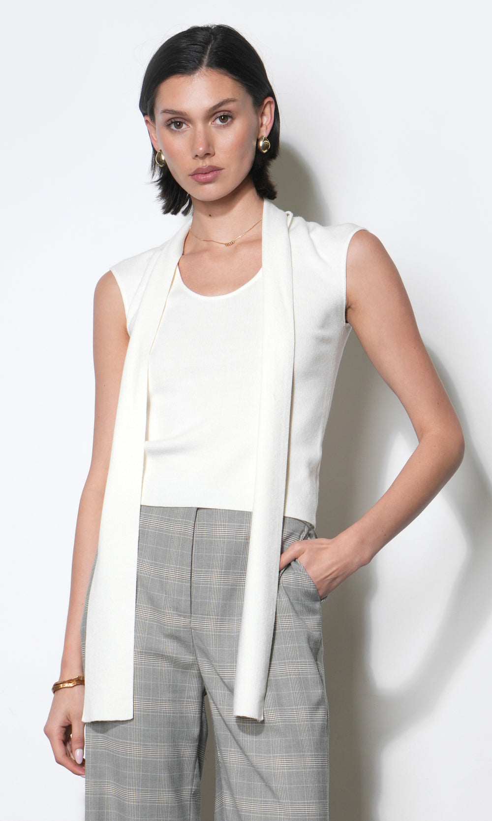 Greylin "Hannah" Scarf Knit Top-Ivory
