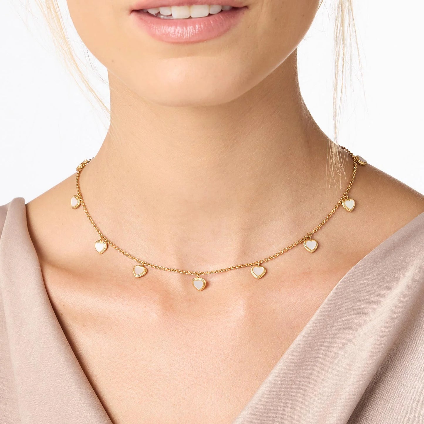 Julie Vos Heart Pearl Delicate Charm Necklace OS