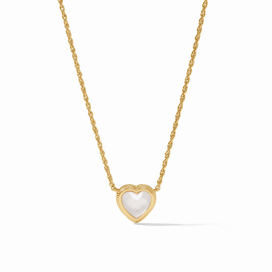 Julie Vos "Heart" Delicate Necklace-Irisdescent Clear Crystal