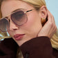 Diff Eyewear “Jordan” Gold Fleur Tort Temple Tips Brown Gradient