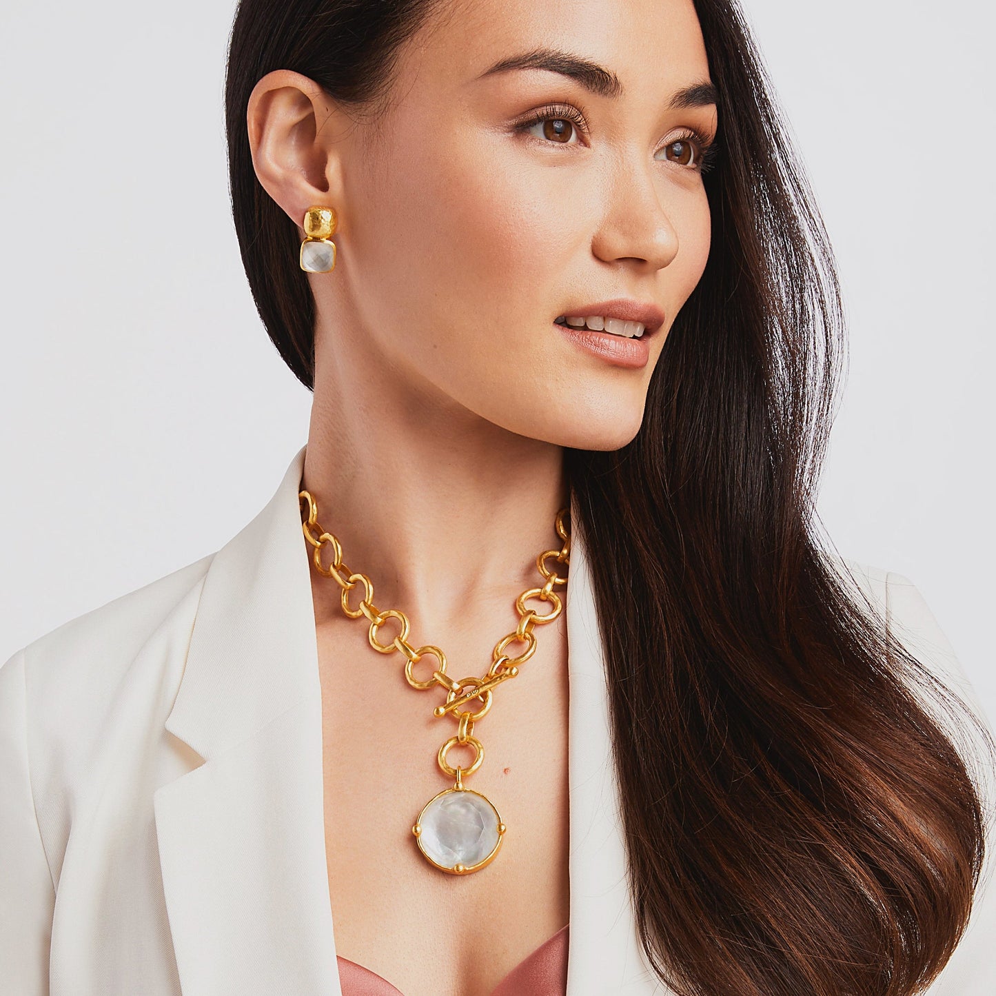 Julie Vos Silver "Honeybee" Statement Necklace-Pearl
