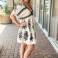 KLd "Angelina" VNeck Embroidered Trim Dress-Black/White