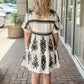 KLd "Angelina" VNeck Embroidered Trim Dress-Black/White
