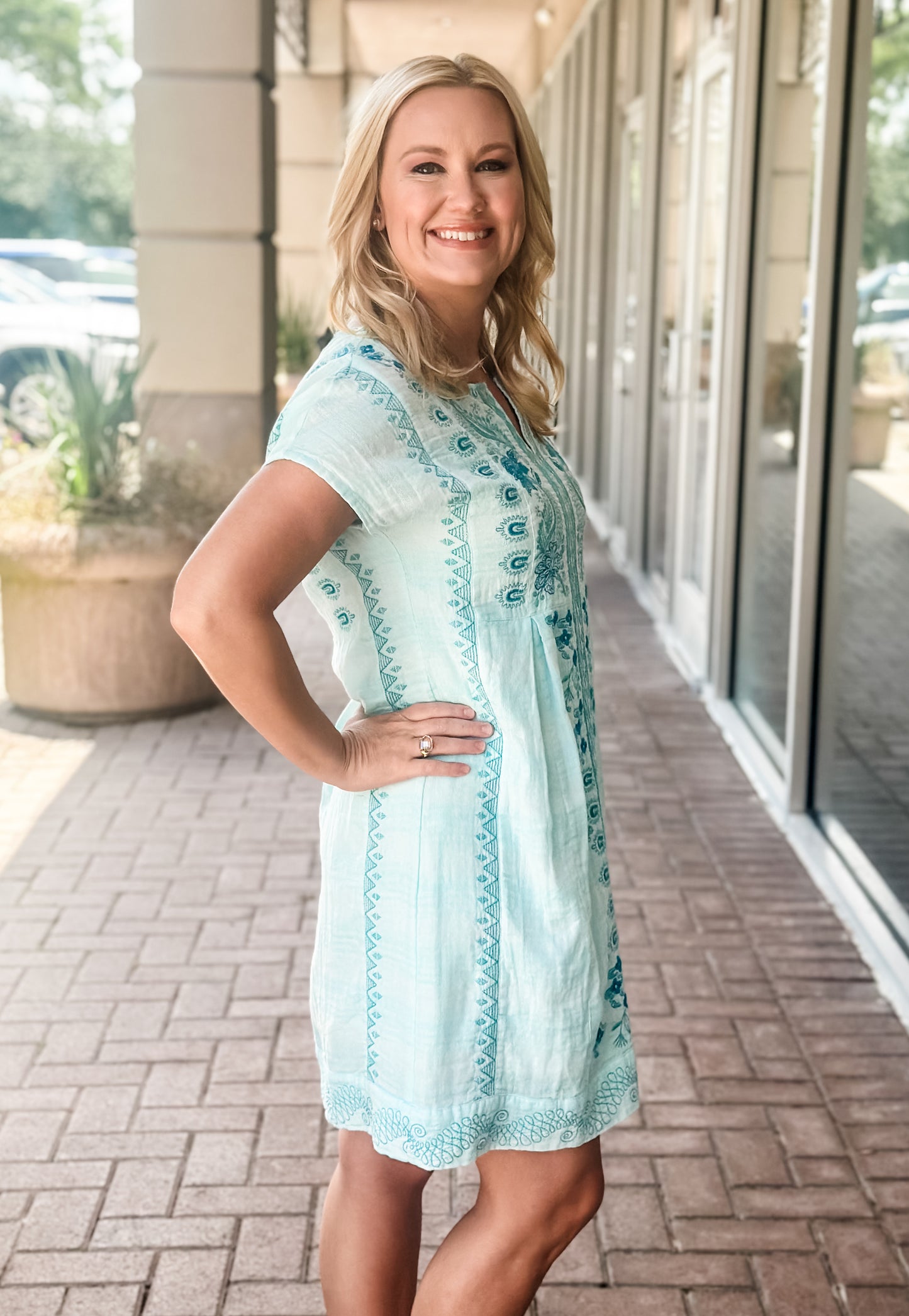 Johnny Was Relaxed Seam Dolman Dress-Soraya (slip)