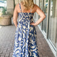 KLd "Martina" Smocked Back Long Dress-Blue