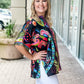Johnny Was Audrey Short Sleeve Mandarin Collar Blouse-Jenny Black Ground