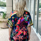 Johnny Was Audrey Short Sleeve Mandarin Collar Blouse-Jenny Black Ground