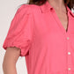 Elan Button Front Shirt Dress-Pink