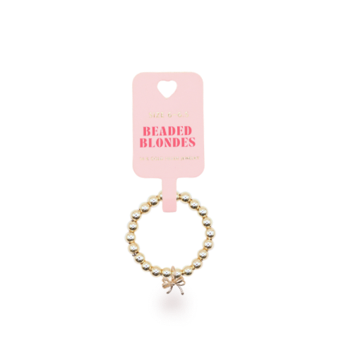 Beaded Blondes "Bow Charm" Ring-Gold