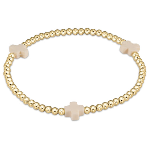 Enewton Extends “Signature Cross” Gold Pattern 3mm Bead Bracelet-Off White