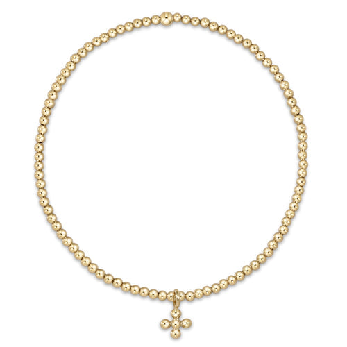 Enewton "Classic" Gold 2mm Bracelet -Beaded Signature Cross Small Gold Charm