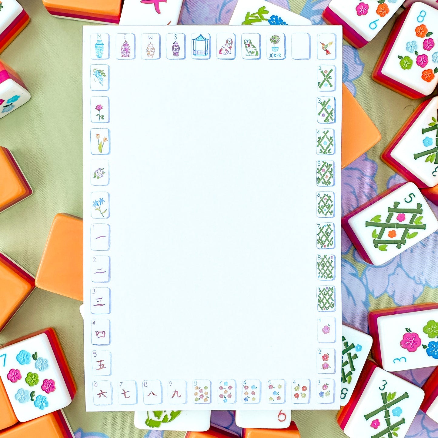 Taylor Paladino Notepad-Sunset Mahjong Tiles Border