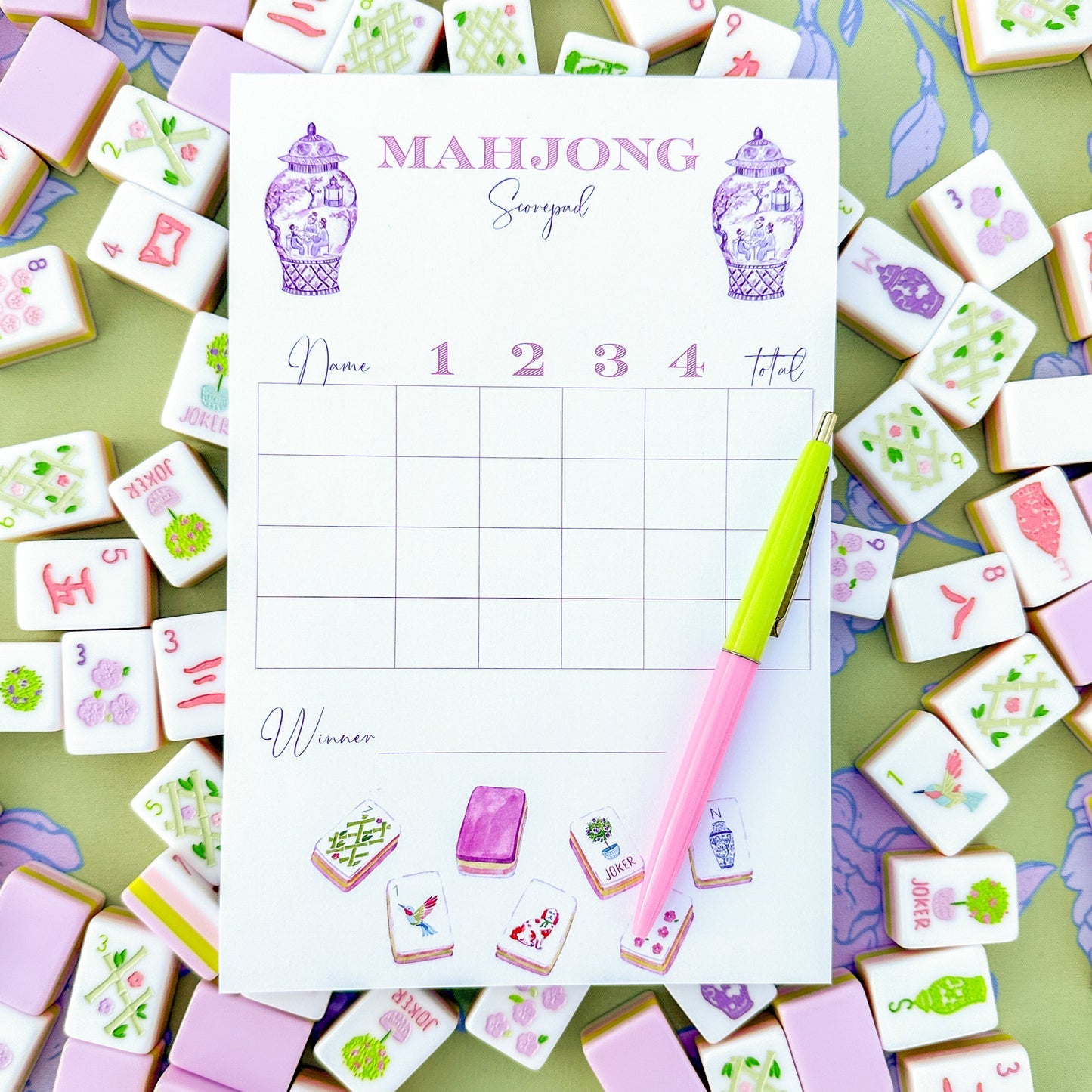 Taylor Paladino Mahjong Scorecard Pad - Taylor Tiles