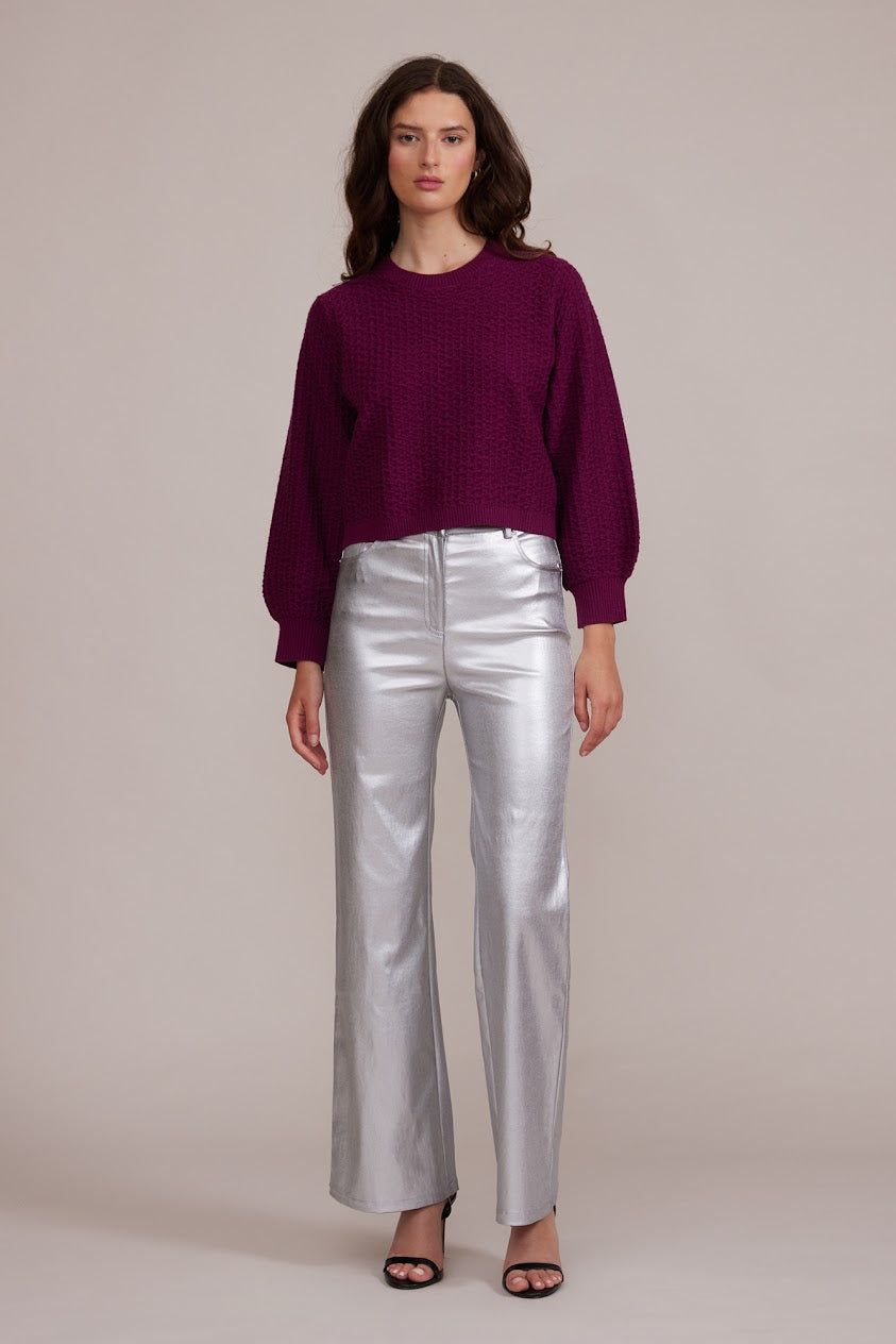 Lucy Paris "Percy" Textured Sweater-Wine