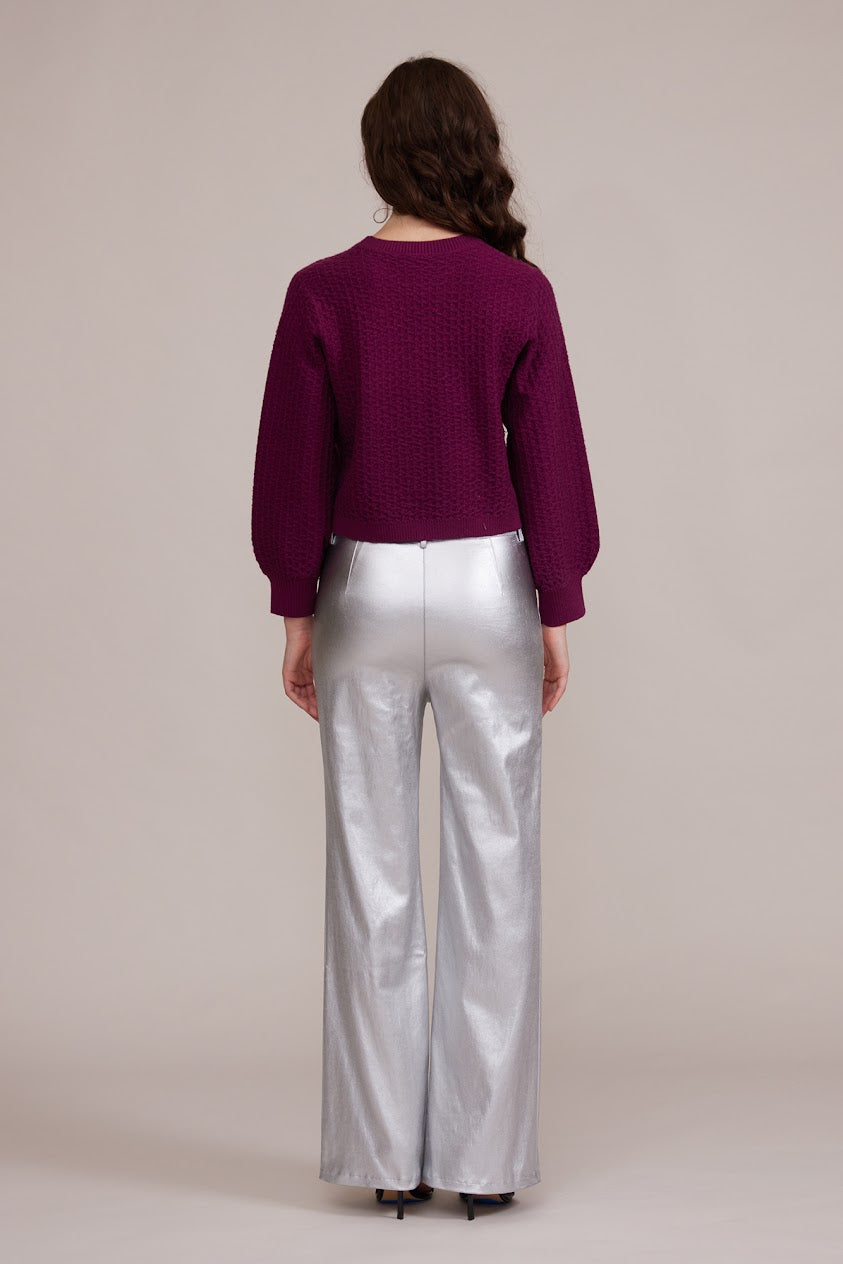 Lucy Paris "Percy" Textured Sweater-Wine