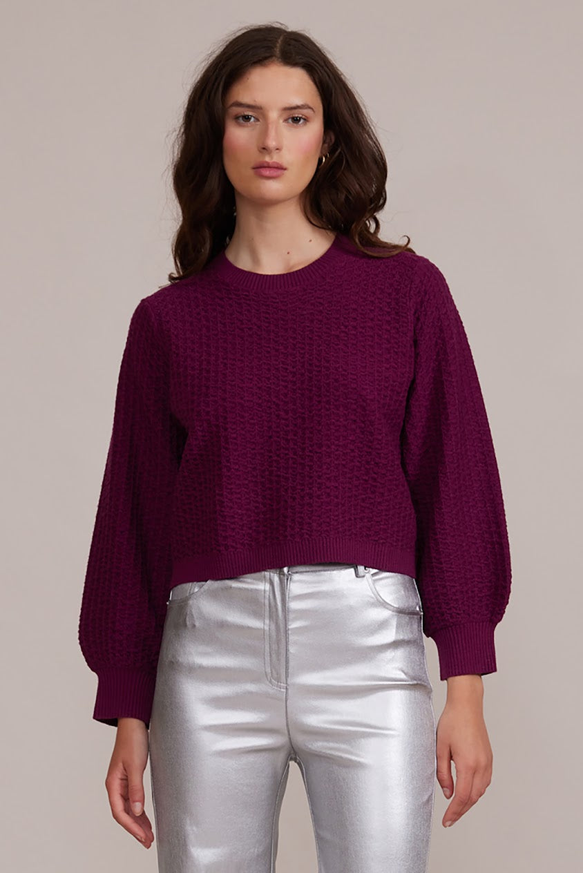 Lucy Paris "Percy" Textured Sweater-Wine