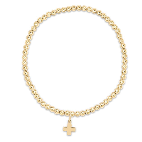 Enewton "Classic" Gold 3mm Bead Bracelet-Signature Cross Gold Charm
