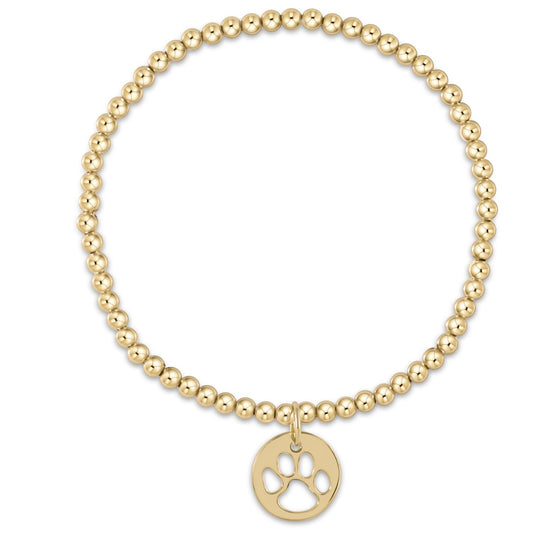 Enewton "Classic" Gold 3mm Bead Bracelet-Paw Print Gold Disc