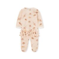 Milkbarn Kids "Seashells" Bamboo Ruffle Zipper Footed Romper