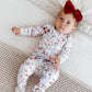Caden Lane “Wren's Wildflower” Zipper Ruffle Footie