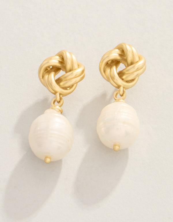 Spartina 449 Knotted Pearl Earrings-Pearl
